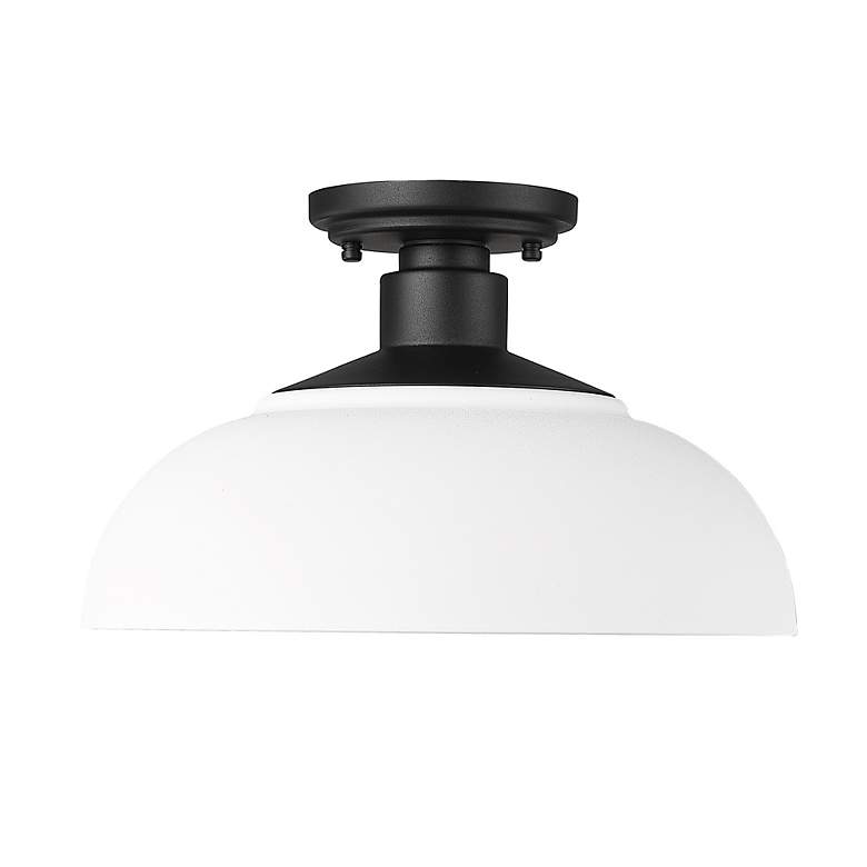 Image 2 Levitt 13 5/8" Wide Outdoor Semi-flush in Natural Black with Natural W more views