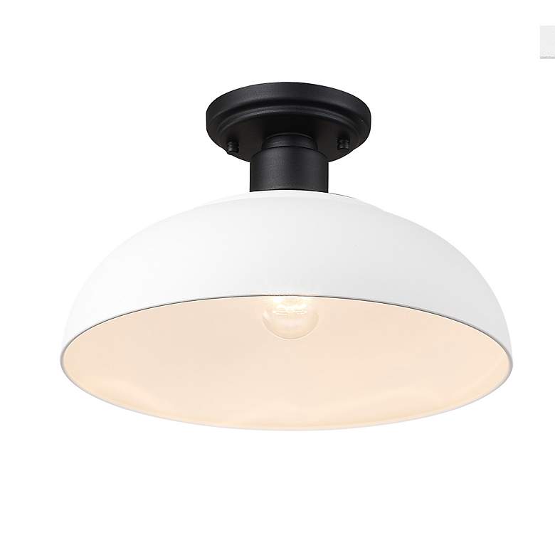 Image 3 Levitt 13 5/8" Wide Outdoor Semi-flush in Natural Black with Natural W more views