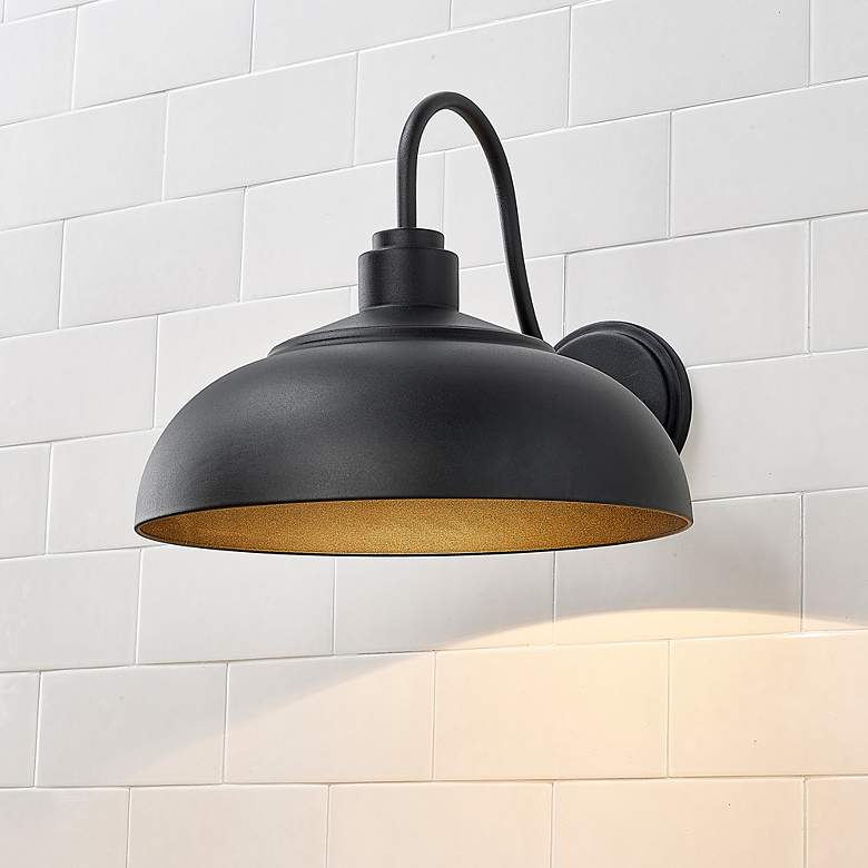 Image 1 Levitt 13 5/8" Wide Outdoor Wall Light in Natural Black with Natural B