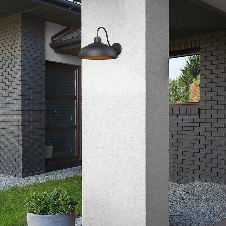 Image 6 Levitt 13 5/8" Wide Outdoor Wall Light in Natural Black with Natural B more views