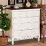 Levron 33"W Brown and Antique White 5-Drawer Storage Cabinet
