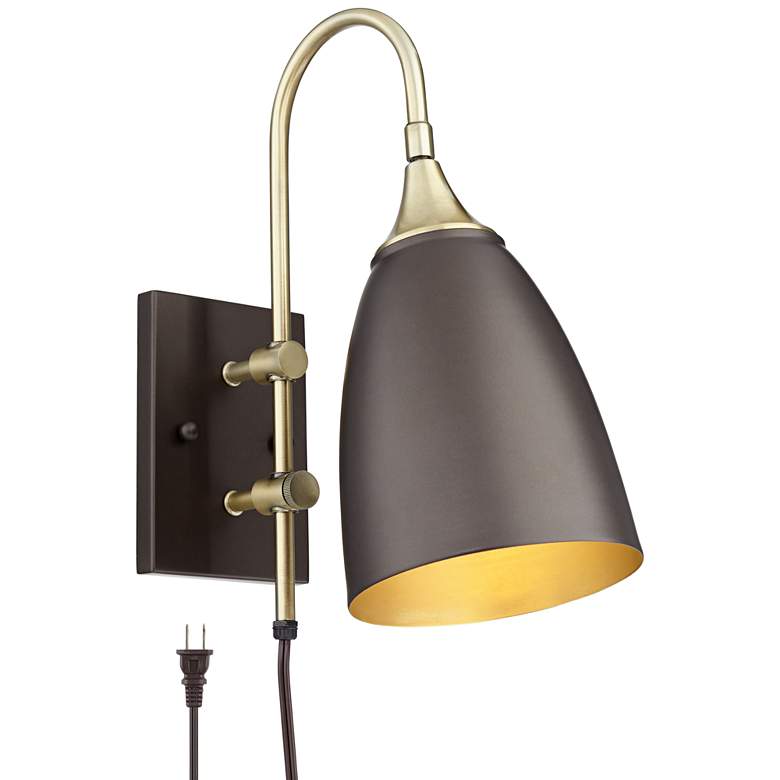 Lewes Bronze and Antique Brass Plug-In Wall Lamp