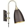 7_Lewes Bronze and Antique Brass Plug-In Wall Lamp more views