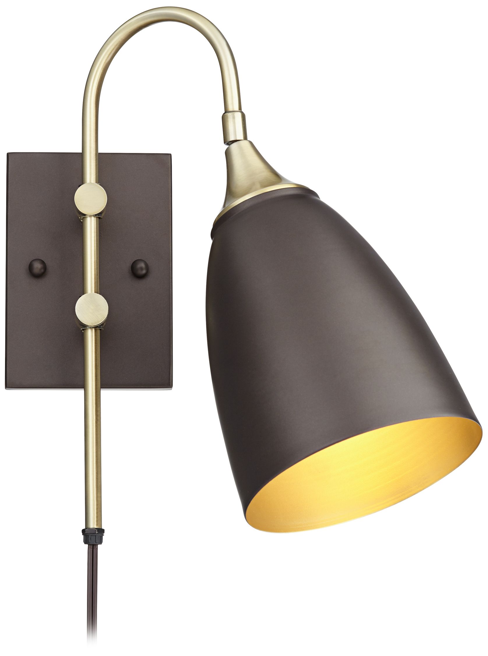 Lewes Bronze and Antique Brass Plug-In Wall Lamp