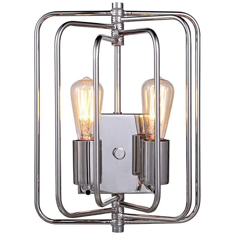 Image 1 Lewis 13 inch High Polished Nickel Square 2-Light Wall Sconce