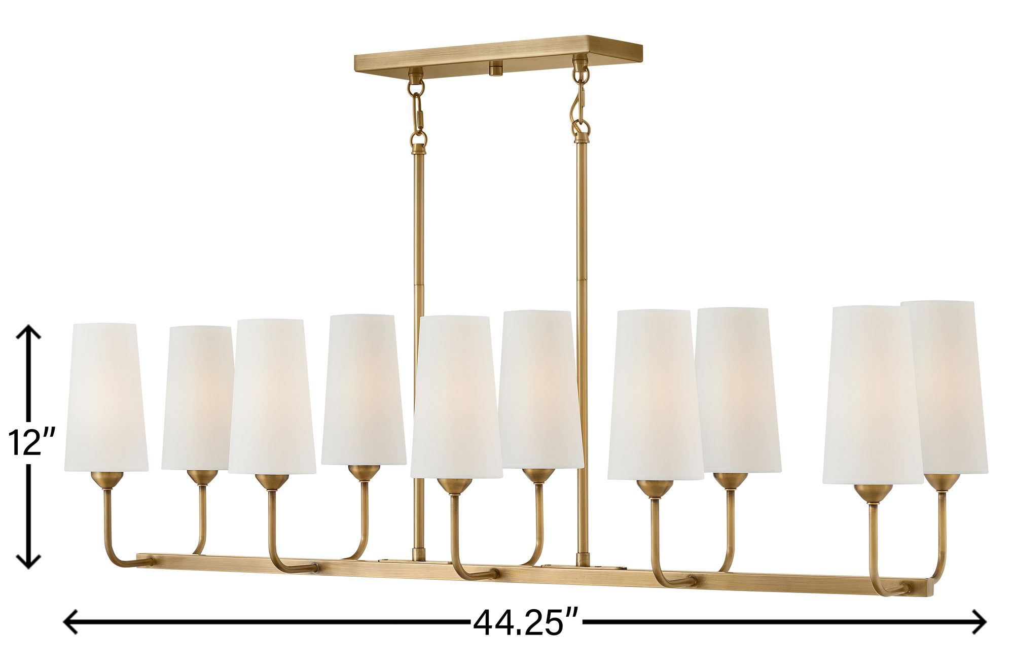 Lewis 44 1/2"W Heritage Brass 10-Light Linear Chandelier