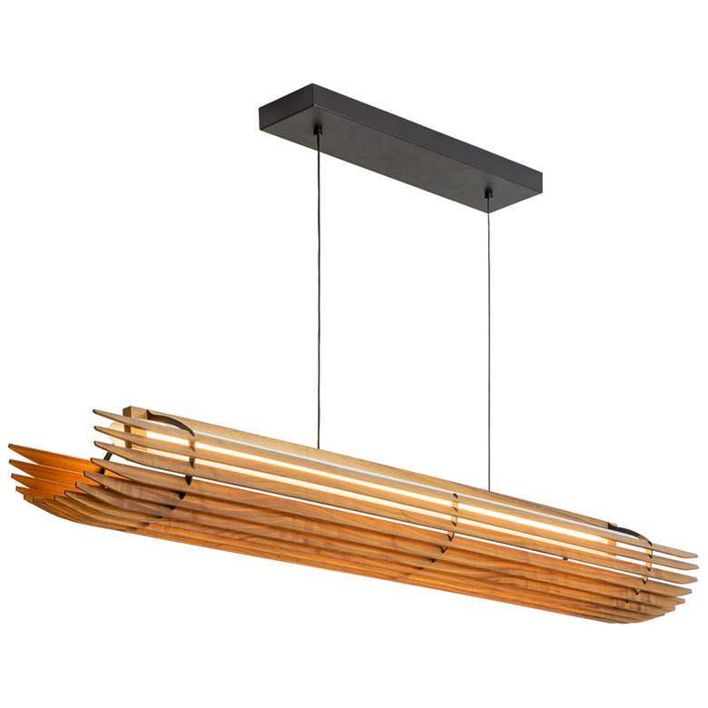Image 1 Lex 56" Wide Black Metal Accented Walnut 3000K P1 Driver LED Linear Pe