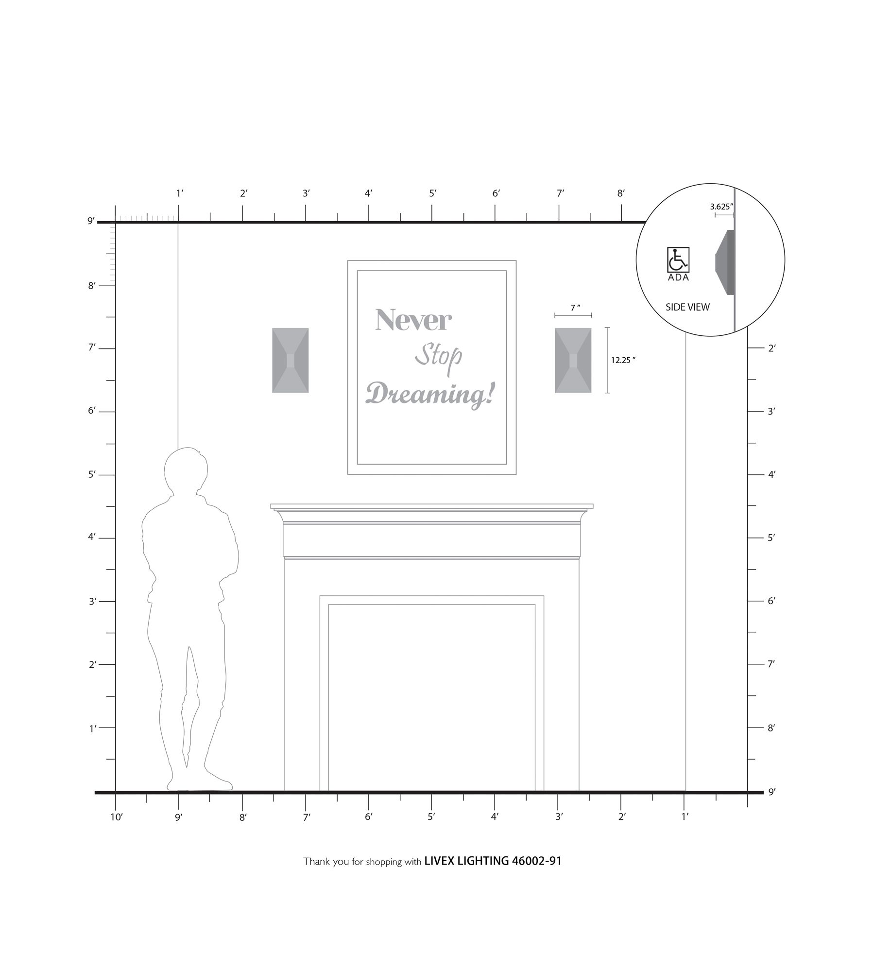 Lexford 2 Light Brushed Nickel ADA Sconce