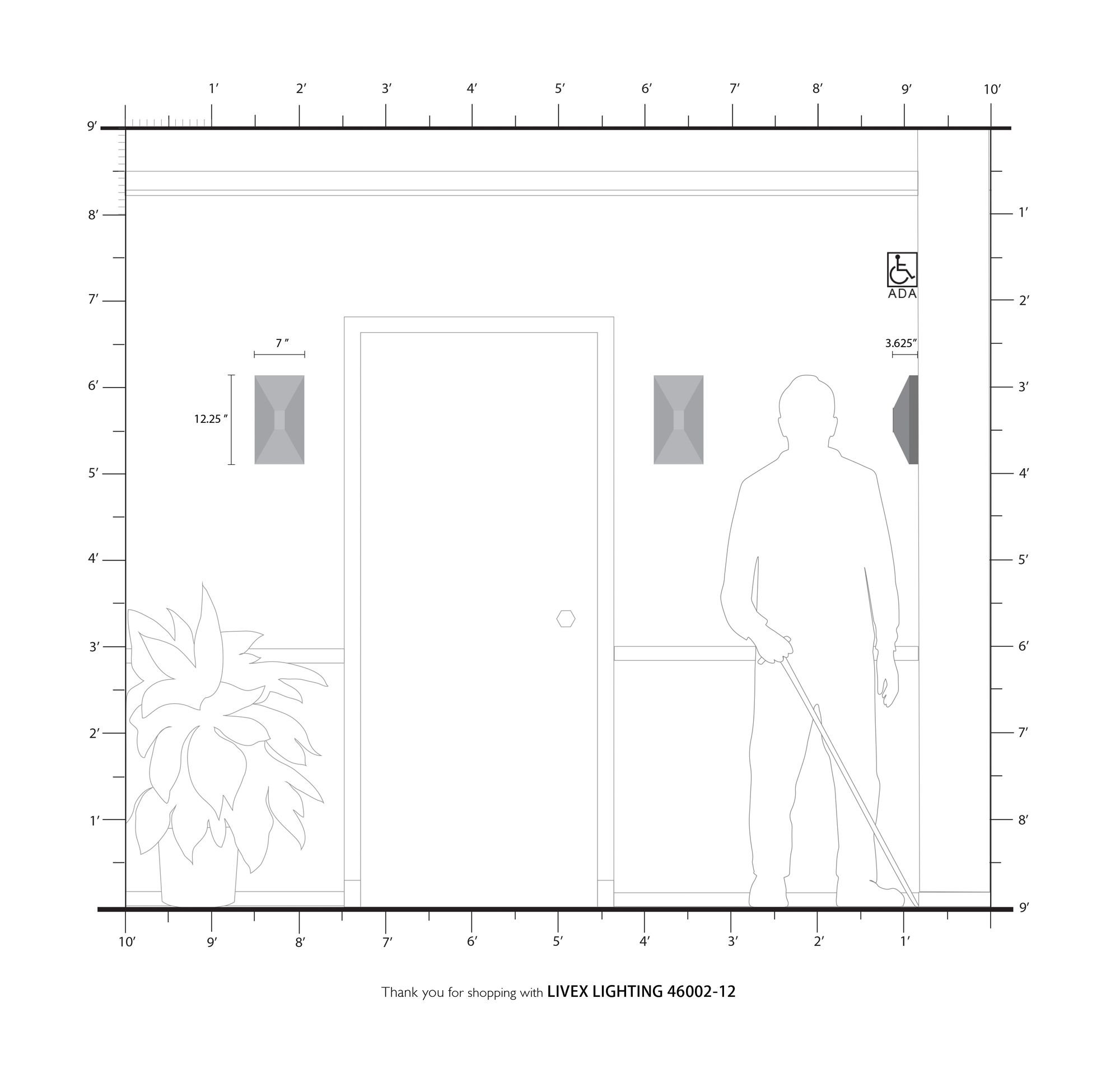 Lexford 2 Light Satin Brass ADA Sconce