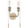 Lexi 12 1/4"H Aged Brass 2-Light Pull Chain Wall Sconce