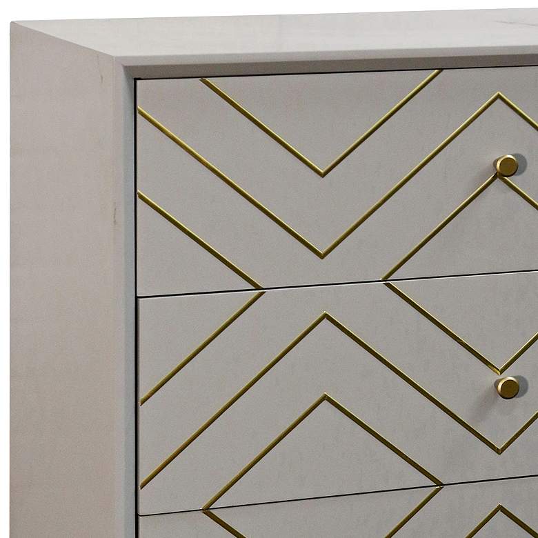 Image 2 Lexi 32" Wide Light Gray and Brass 3-Drawer Accent Cabinet more views