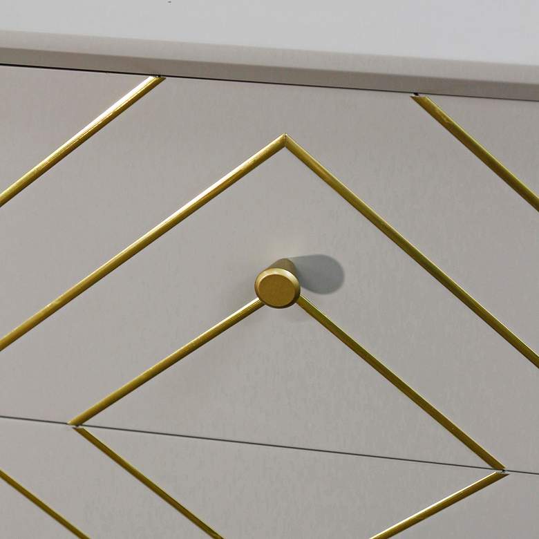 Image 3 Lexi 32" Wide Light Gray and Brass 3-Drawer Accent Cabinet more views