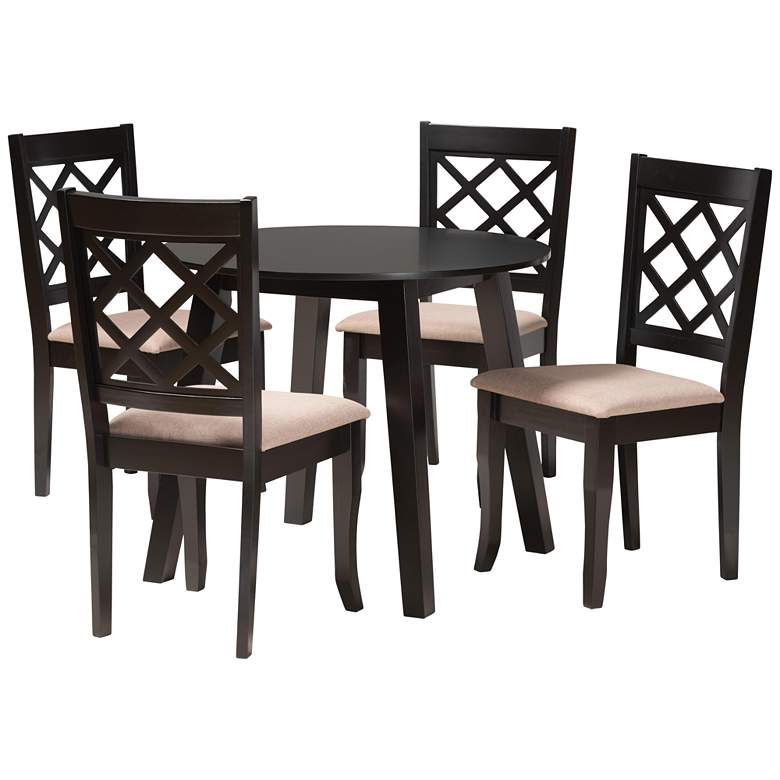 Image 2 Lexi Beige Fabric 5-Piece Dining Table and Chairs Set