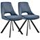 Lexi Blue Velvet Fabric Accent Chairs Set of 2