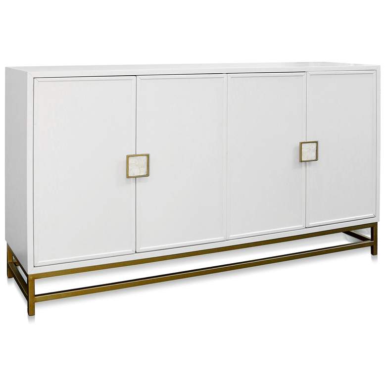 Image 1 Lexi - Four Door Sideboard Cabinet with Shell Handles - White Finish