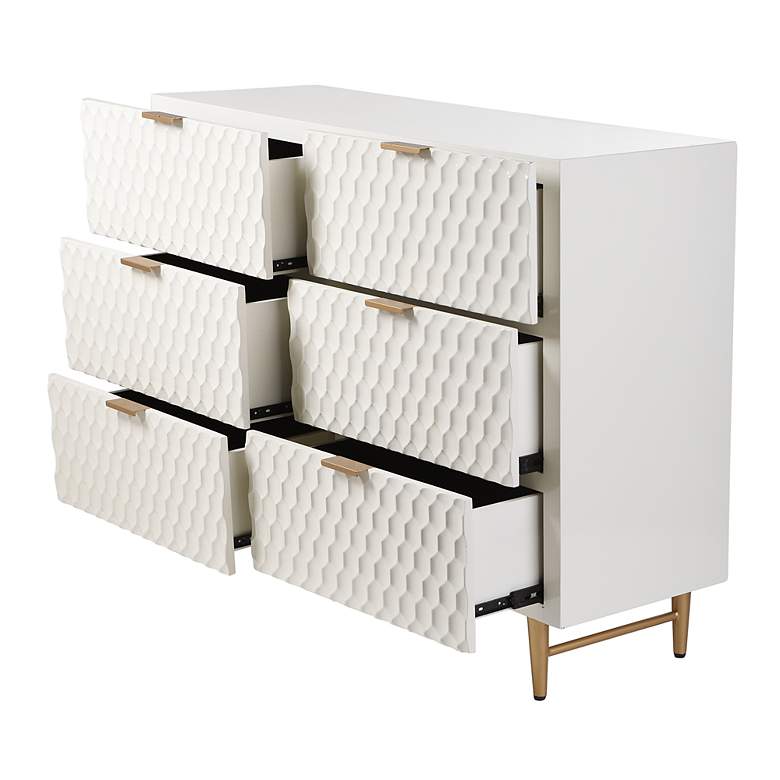 Image 2 Lexi - Six Drawer Accent Dresser with Gold Handles - Cream and Gold Finish more views