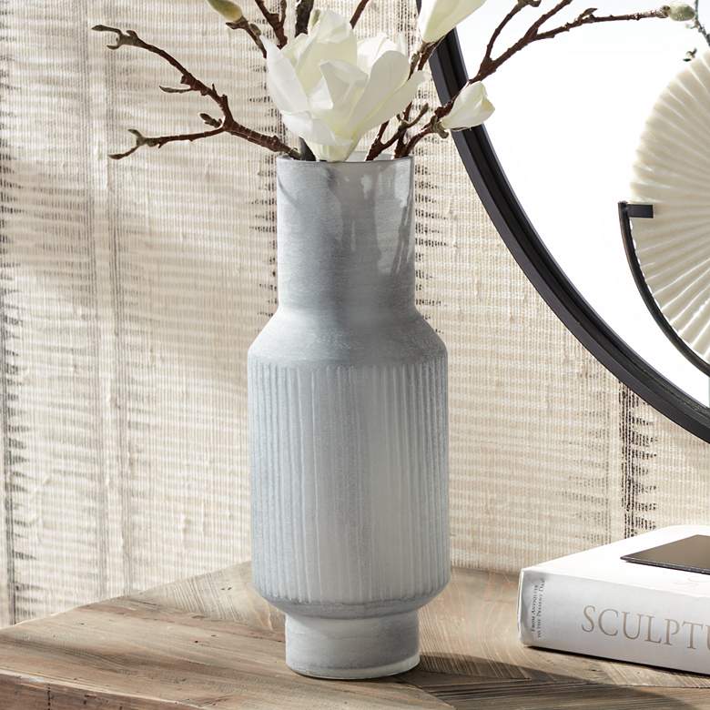 Image 1 Lexia 14 1/2 inch High Matte Gray Ceramic Decorative Vase
