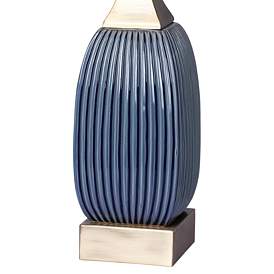 Image2 of Lexie Vertically Ribbed Blue Ceramic Table Lamp Set of 2 more views