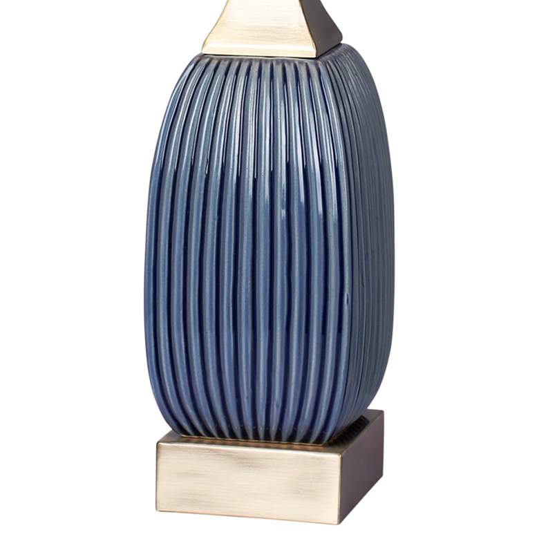 Image 2 Lexie Vertically Ribbed Blue Ceramic Table Lamp Set of 2 more views