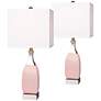 Lexie Vertically Ribbed Pink Ceramic Table Lamp Set of 2