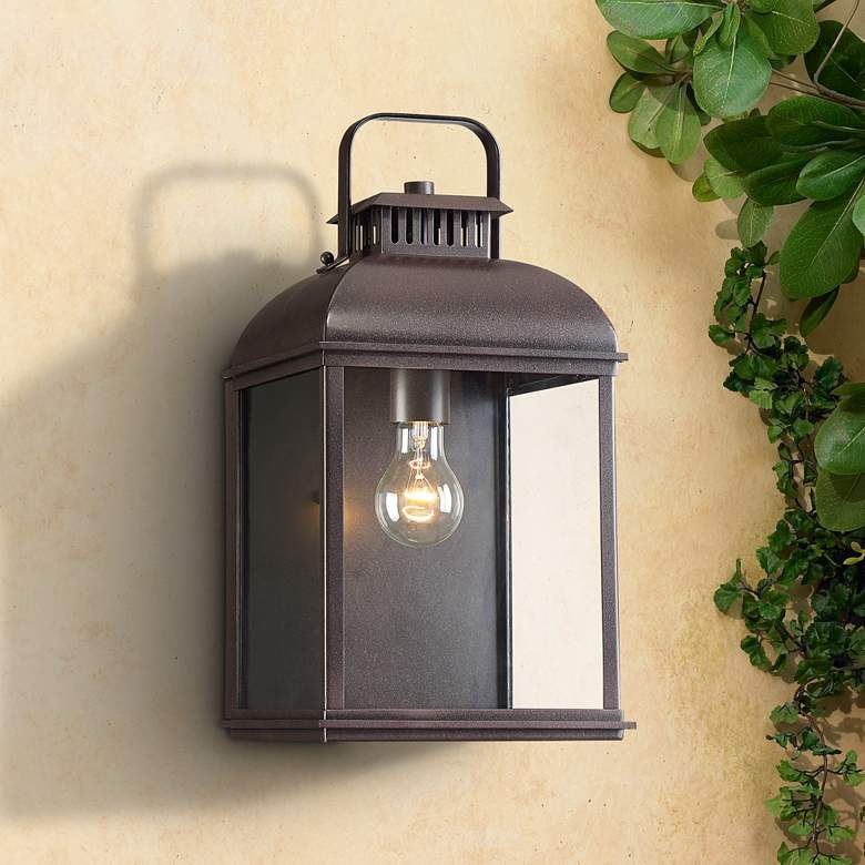 Image 1 Lexington 13" High Rust Lantern Outdoor Wall Light