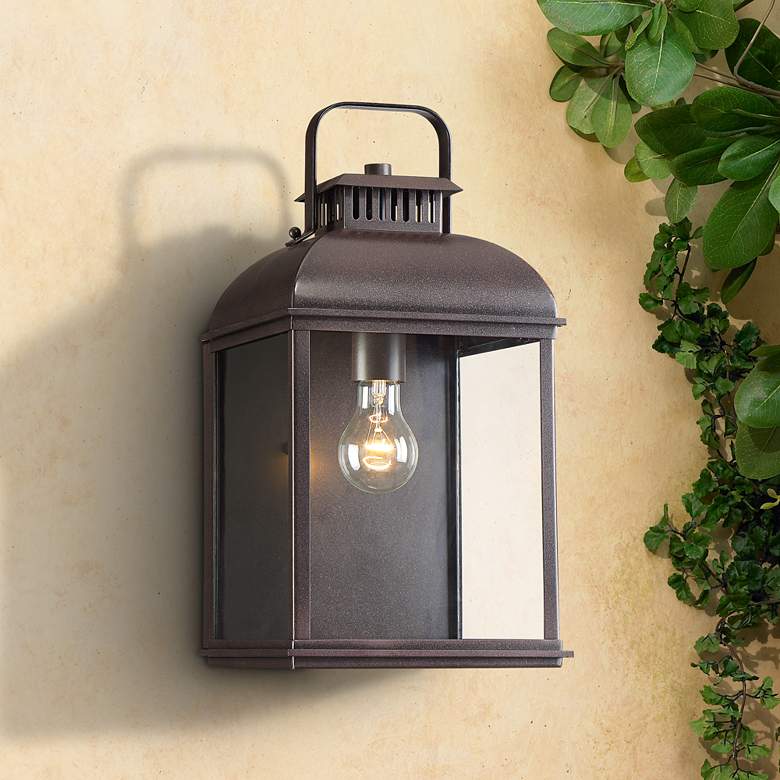 Image 1 Lexington 13 inch High Rust Lantern Outdoor Wall Light