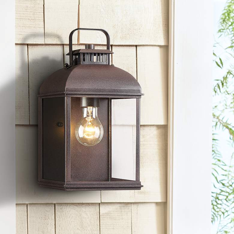 Image 1 Lexington 16 1/2" High Rust Lantern Outdoor Wall Light