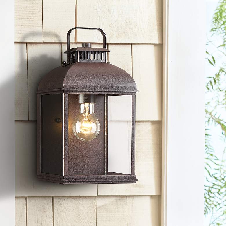 Image 1 Lexington 16 1/2 inch High Rust Lantern Outdoor Wall Light