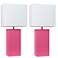 Lexington 21" 2-Pack Leather Base Table Lamp Set, Hot Pink