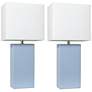 Lexington 21" 2-Pack Leather Base Table Lamp Set, Periwinkle