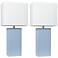 Lexington 21" 2-Pack Leather Base Table Lamp Set, Periwinkle