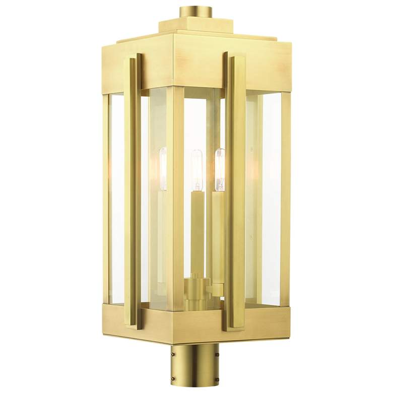 Image 1 Lexington 3 Light Natural Brass Outdoor Post Top Lantern