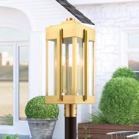 Lexington 3 Light Natural Brass Outdoor Post Top Lantern Lexington 3 Light Natural Brass Outdoor Post Top Lantern