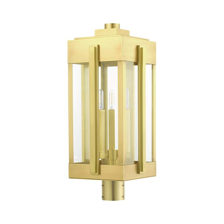 Image 4 Lexington 3 Light Natural Brass Outdoor Post Top Lantern more views