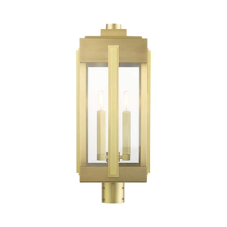 Image 5 Lexington 3 Light Natural Brass Outdoor Post Top Lantern more views