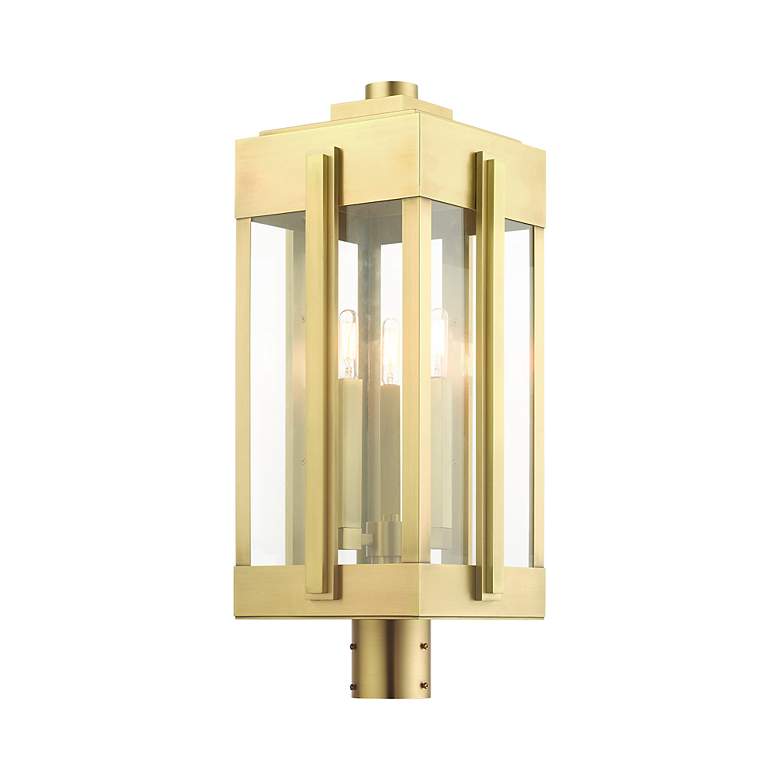 Image 6 Lexington 3 Light Natural Brass Outdoor Post Top Lantern more views