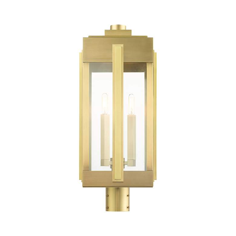 Image 7 Lexington 3 Light Natural Brass Outdoor Post Top Lantern more views