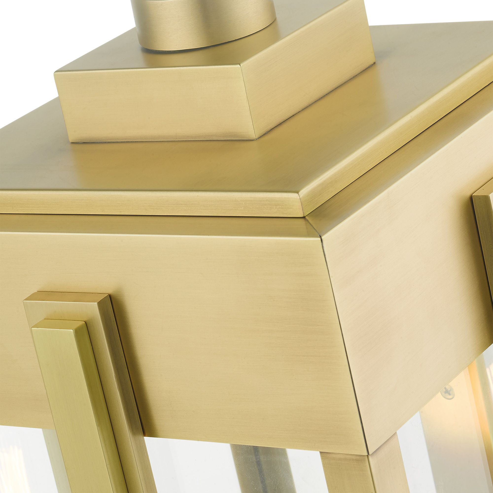 Lexington 3 Light Natural Brass Outdoor Post Top Lantern