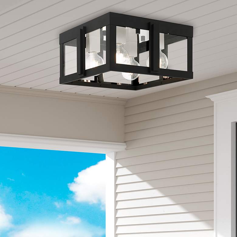 Image 1 Lexington 4 Light Black Outdoor Flush Mount