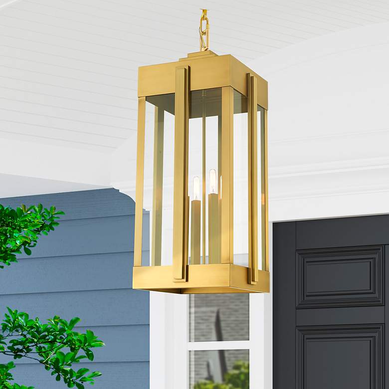Image 1 Lexington 4 Light Natural Brass Outdoor Pendant Lantern