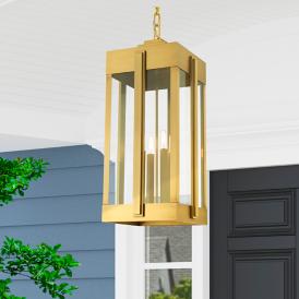 Lexington 4 Light Natural Brass Outdoor Pendant Lantern Lexington 4 Light Natural Brass Outdoor Pendant Lantern