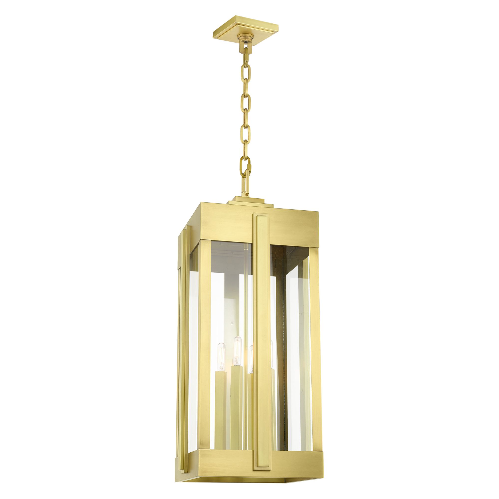 Lexington 4 Light Natural Brass Outdoor Pendant Lantern