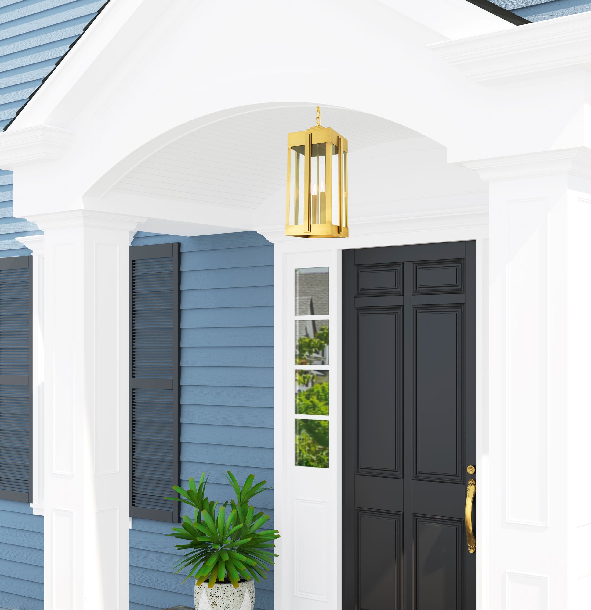 Lexington 4 Light Natural Brass Outdoor Pendant Lantern