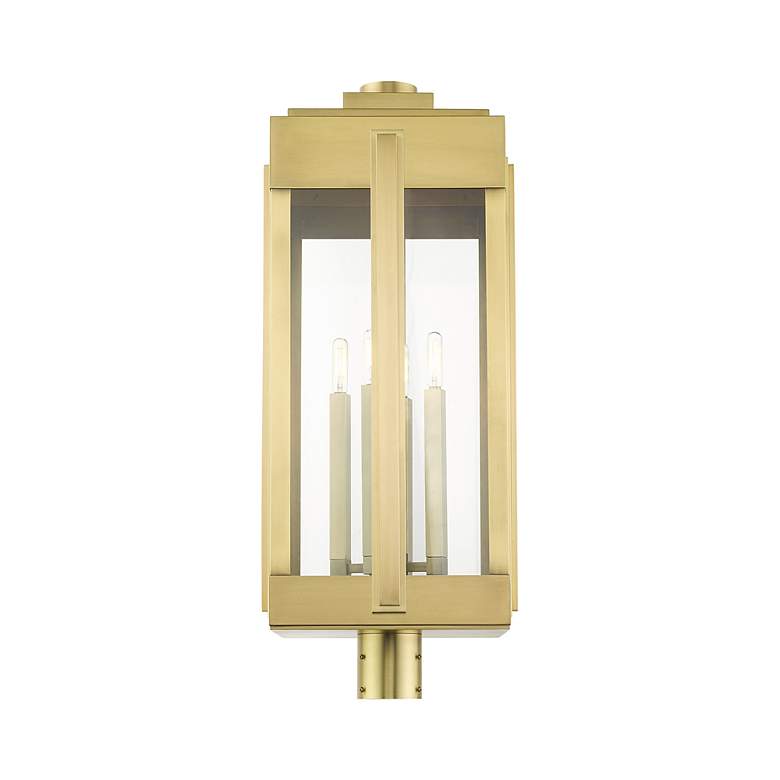 Image 6 Lexington 4 Light Natural Brass Outdoor Post Top Lantern more views