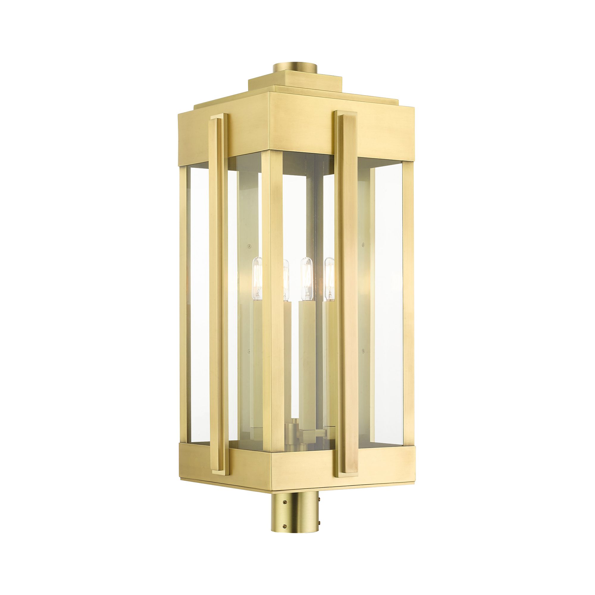 Lexington 4 Light Natural Brass Outdoor Post Top Lantern