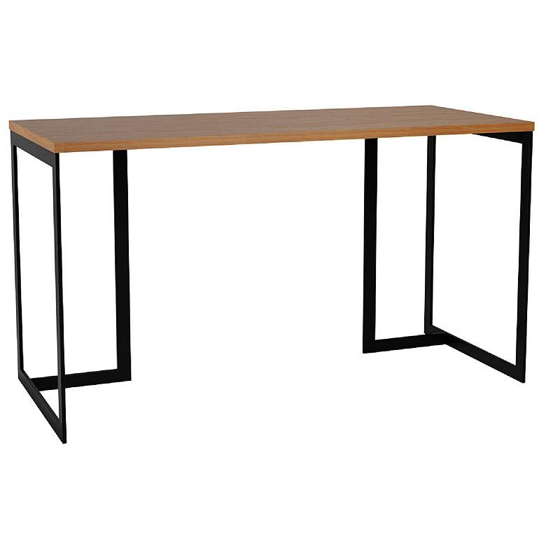 Image 4 Lexington 53 1/4 inch Wide Matte Maple Cream Black Metal Desk more views