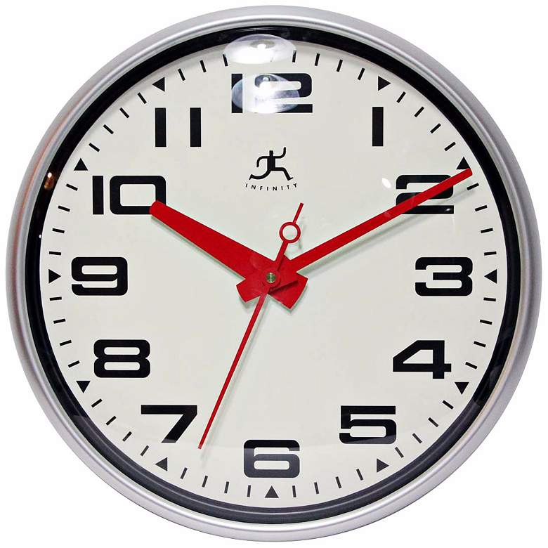 Image 1 Lexington Ave. 15 inch Round Red and Matte Silver Wall Clock