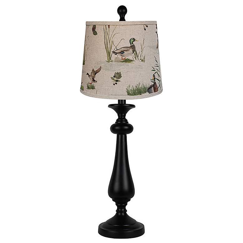 Image 1 Lexington Black Table Lamp, Ducks Shade. 26.5 inchH