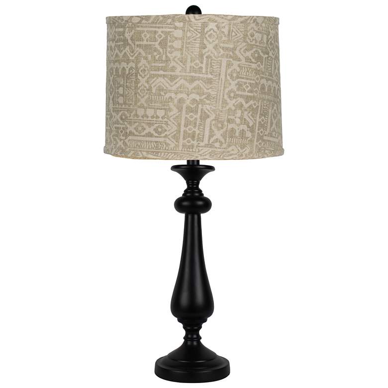 Image 1 Lexington Black Table Lamp, Miguel Ecru and Grey shade. 26.5 inchH