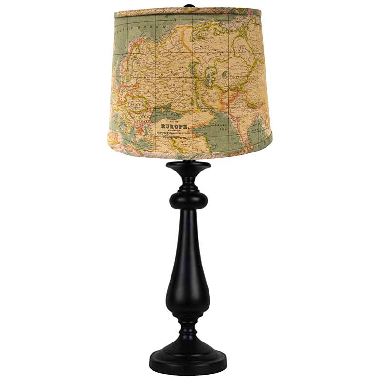 Image 1 Lexington Black Table Lamp with World Map Shade